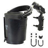 Level Cup™ Drink Holder with Short Length Arm and Motorcycle Brake/Clutch Reservoir Base
