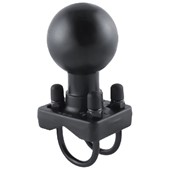 Double U-Bolt Base with D Size 2.25" Ball for Rails from 0.75" to 1.25" in Diameter