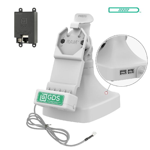 GDS® Station d'accueil inclinable et pivotante Uni-Conn™ avec PoE et données - Gris