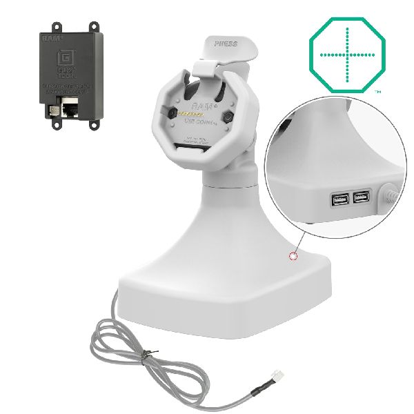 GDS® Station d'accueil Uni-Conn™ alimentée, inclinable et pivotante avec PoE + données - Gris