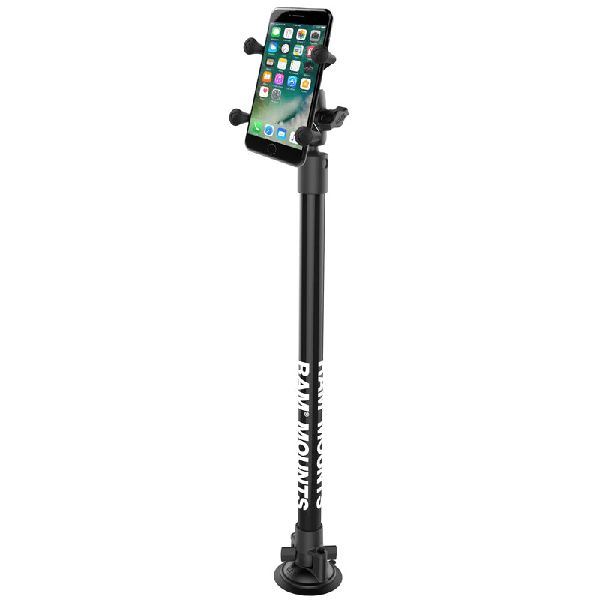 Support de téléphone X-Grip® avec base à ventouse RAM® Twist-Lock™ et perche de 45,7 cm (18 po).