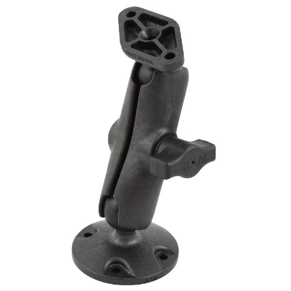 Composite 1" Diameter Ball Mount with Double Socket Arm, 2.5" Round Base & Diamond Base