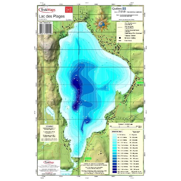 Paper Chart : Des Plages Lake
