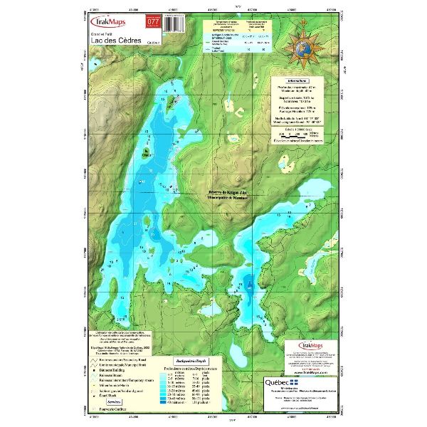Paper chart : Lac des Cèdres: Large and Small