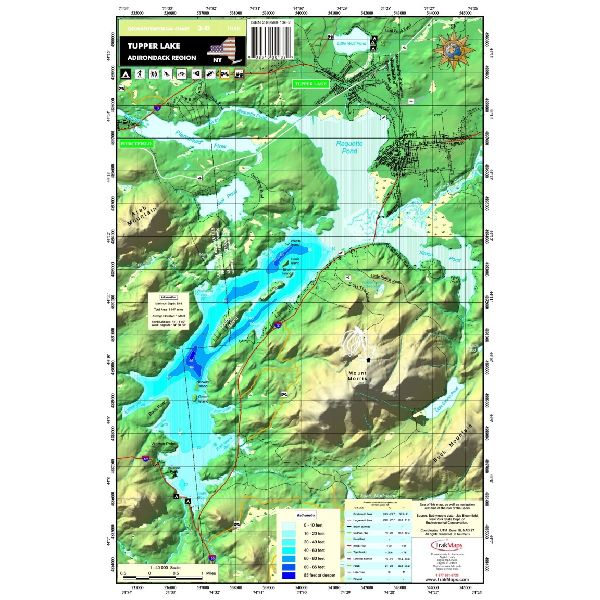 Carte Papier : Lac Tupper et la région du Adirondack