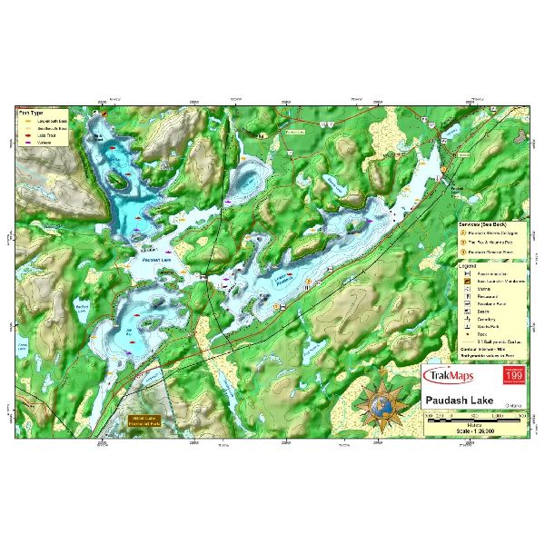 Carte Papier : Lacs Paudash et Lower Paudash