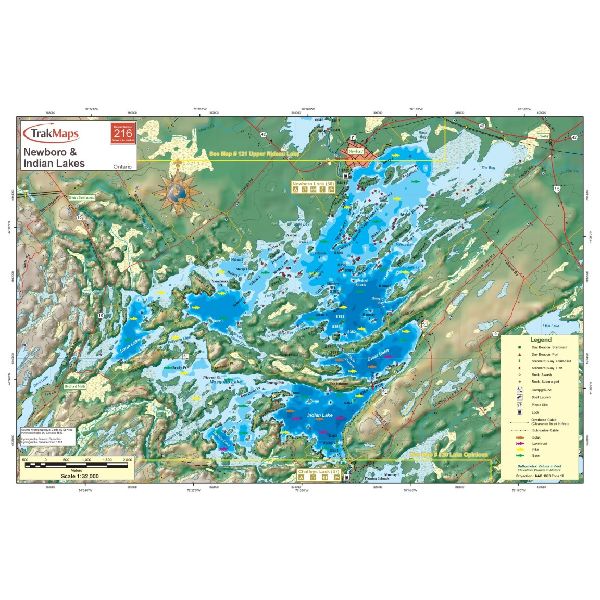 Carte Papier : Lacs Newboro et Indian