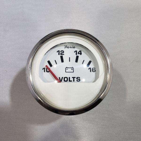 Jauge Volt Faria 2" Contour Argent, Fond Blanc, Verre courbé
