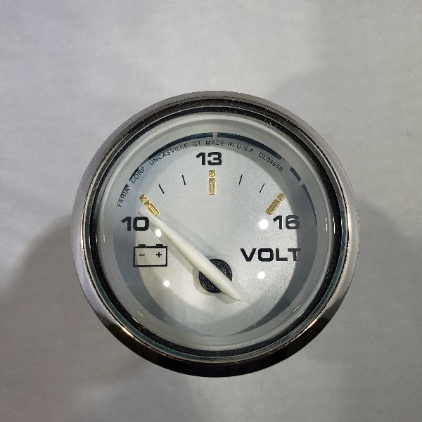 Jauge Volt Faria 2" Contour Argent, Fond Argent, Verre courbé